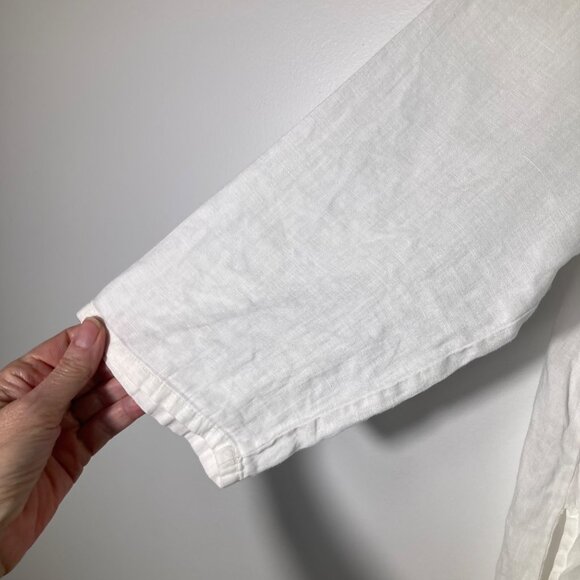 Womens Linen Tunic Round Neck 3/4 Sleeve White L Linen Pockets - Picture 5 of 8